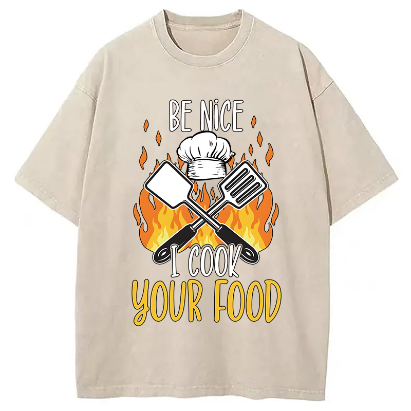 Modecanvas I Cook Your Food DTG Printing Washed T-Shirt