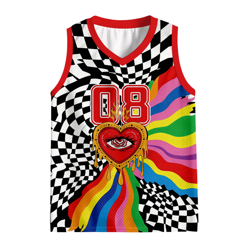 Modecanvas Trippy Rainbow Heart Eye Jersey Tank