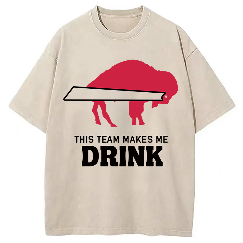 Modecanvas BILLS MAKES ME DRINK DTG Printing Washed T-Shirt