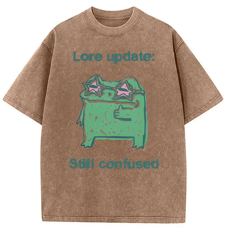 Modecanvas Lore Update Still Confused Frog DTG Printing Washed T-Shirt