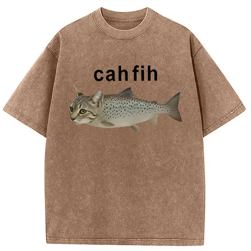 Modecanvas Cah Fih DTG Printing Washed T-Shirt-modecanvas