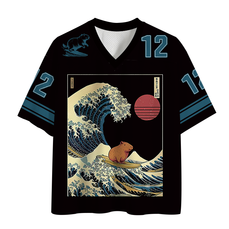 Modecanvas Capybara Surfing Mesh Jersey-modecanvas