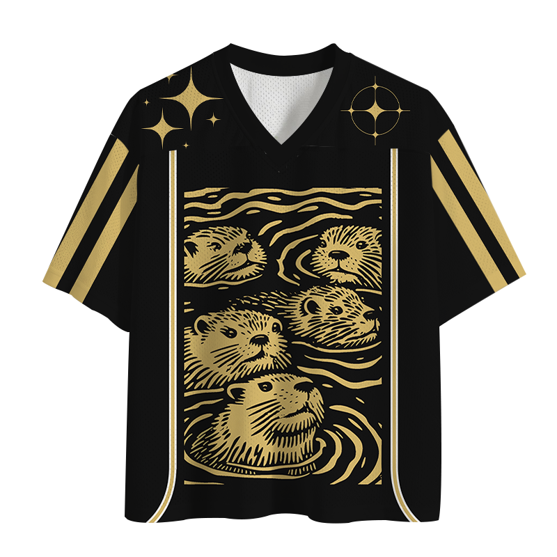 Modecanvas Woodcut Otter Mesh Jersey-modecanvas