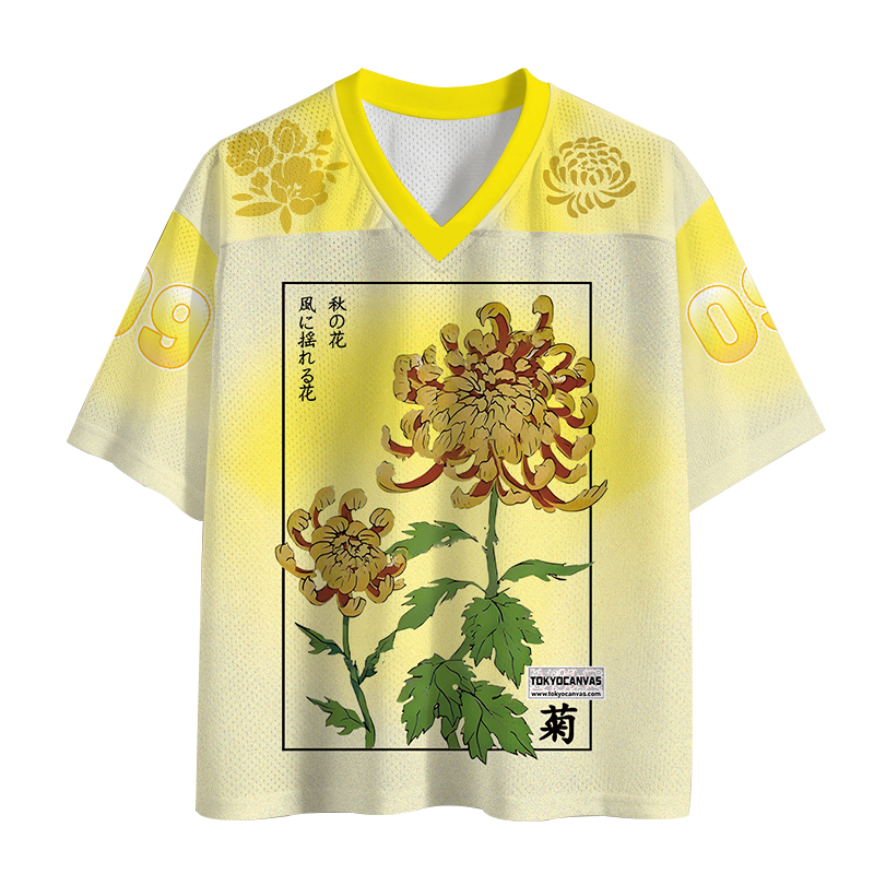 Modecanvas Retro Chrysanthemum Mesh Jersey-modecanvas