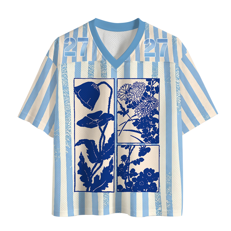Modecanvas Woodcut Flowers Mesh Jersey-modecanvas