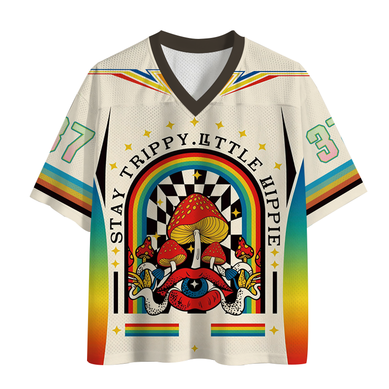 Modecanvas Stay Trippy Little Hippie Mesh Jersey-modecanvas