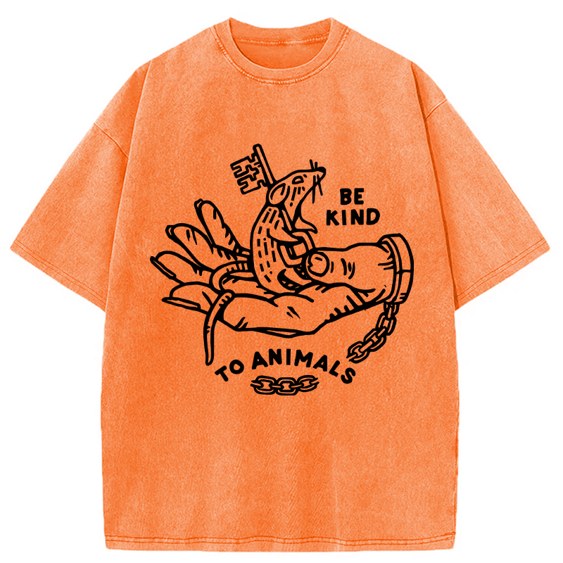 Modecanvas Be Kind To Animals DTG Printing Washed T-Shirt-modecanvas