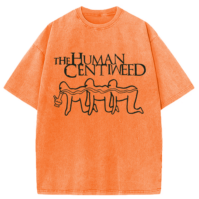 Modecanvas Human Centiweed Funny Meme DTG Printing Washed T-Shirt-modecanvas