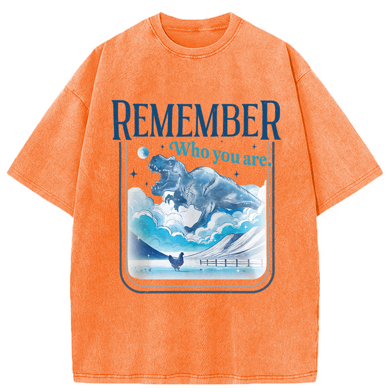 Modecanvas Remember Who You Are DTG Printing Washed T-Shirt-modecanvas