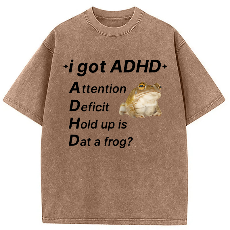 Modecanvas ADHD Frog DTG Printing Washed T-Shirt-modecanvas