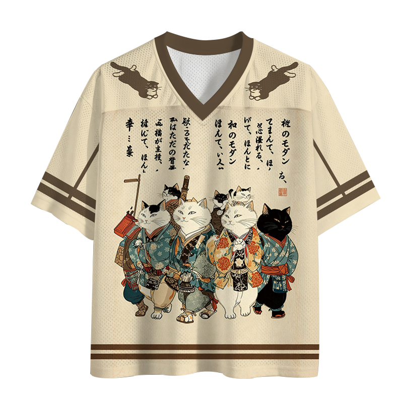 Modecanvas Samurai Cats Assemble Mesh Jersey-modecanvas