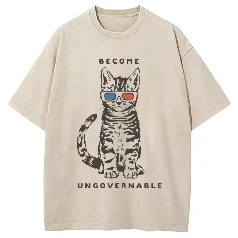 Modecanvas Become Ungovernable DTG Printing Washed T-Shirt-modecanvas