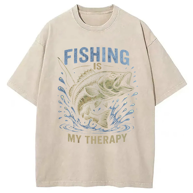 Modecanvas Funny Fisherman DTG Printing Washed T-Shirt-modecanvas