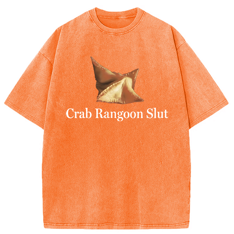 Modecanvas Crab Rangoon Slut DTG Printing Washed T-Shirt-modecanvas