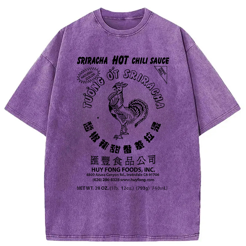Modecanvas Sriracha Hot Chili Sauce DTG Printing Washed T-Shirt-modecanvas