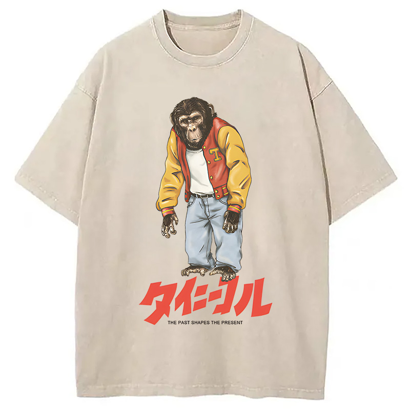 Modecanvas The Past Shapes DTG Printing Washed T-Shirt-modecanvas