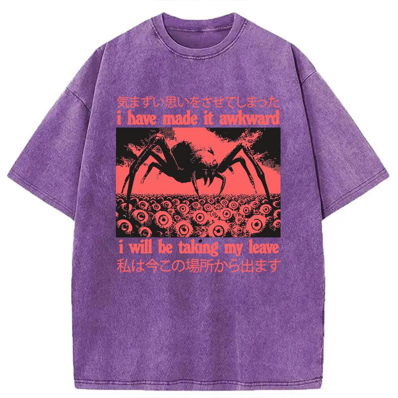 Modecanvas I Have Made It Awkward Spider Crab DTG Printing Washed T-Shirt-modecanvas