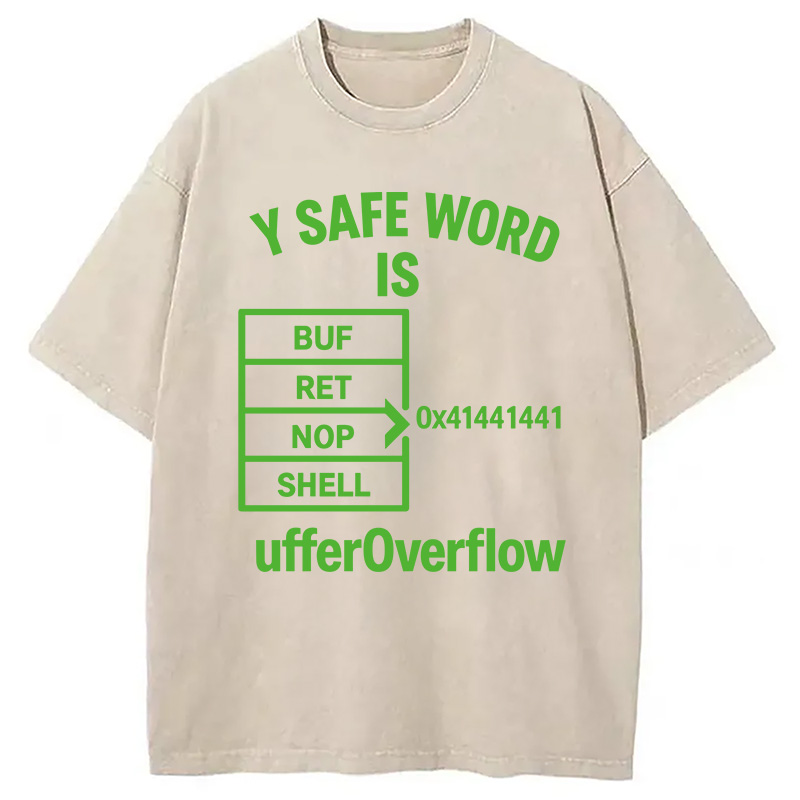 Modecanvas Buffer Overflow Funny Hacker Meme DTG Printing Washed T-Shirt-modecanvas