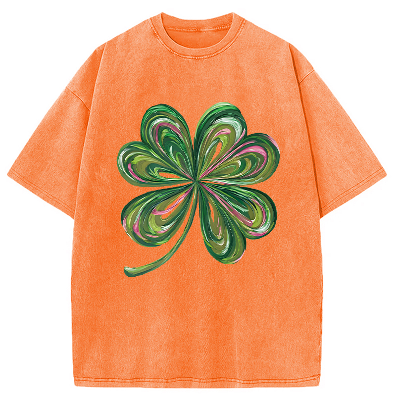 Modecanvas Lucky Shamrock DTG Printing Washed T-Shirt-modecanvas