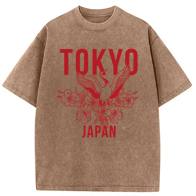 Modecanvas Japanese Bird Tokyo DTG Printing Washed T-Shirt