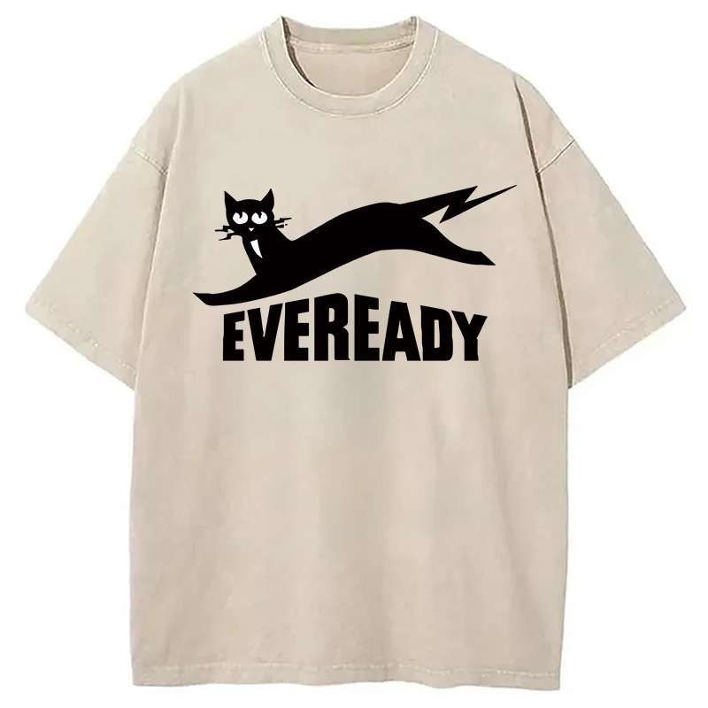 Modecanvas Eveready Cat DTG Printing Washed T-Shirt