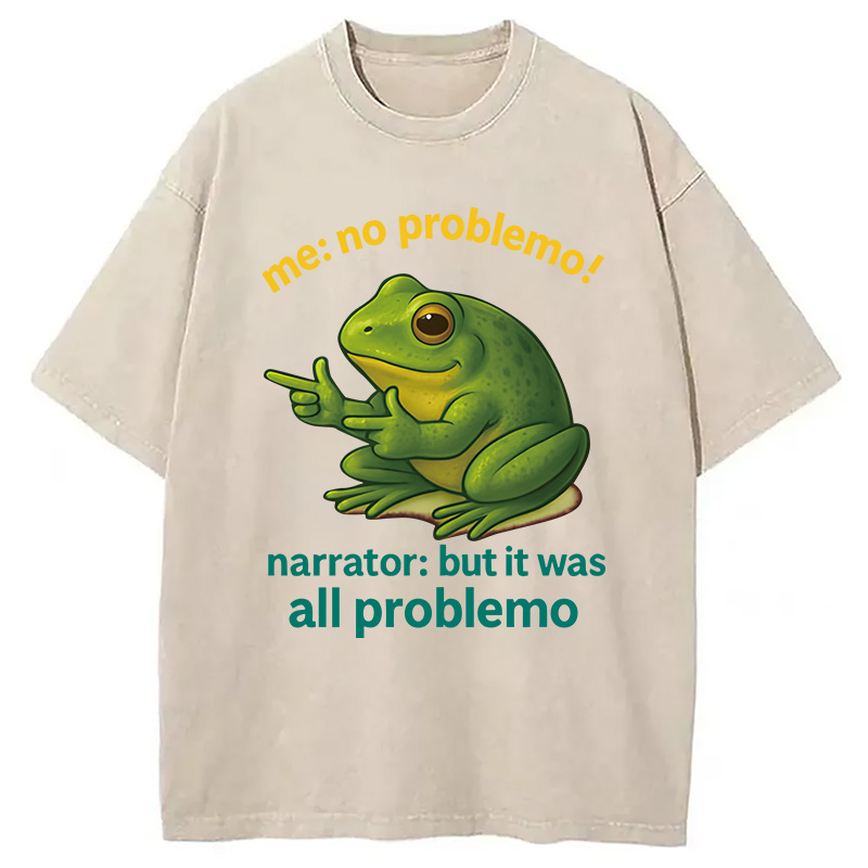 Modecanvas No Problemo Frog DTG Printing Washed T-Shirt
