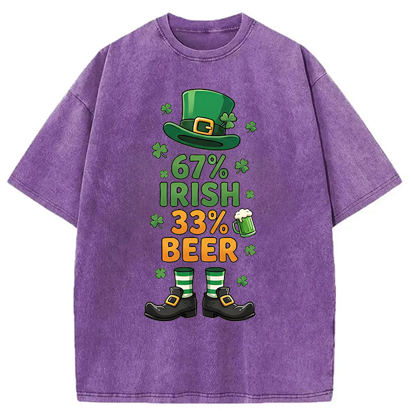Modecanvas 67 Irish 33 Beer DTG Printing Washed T-Shirt