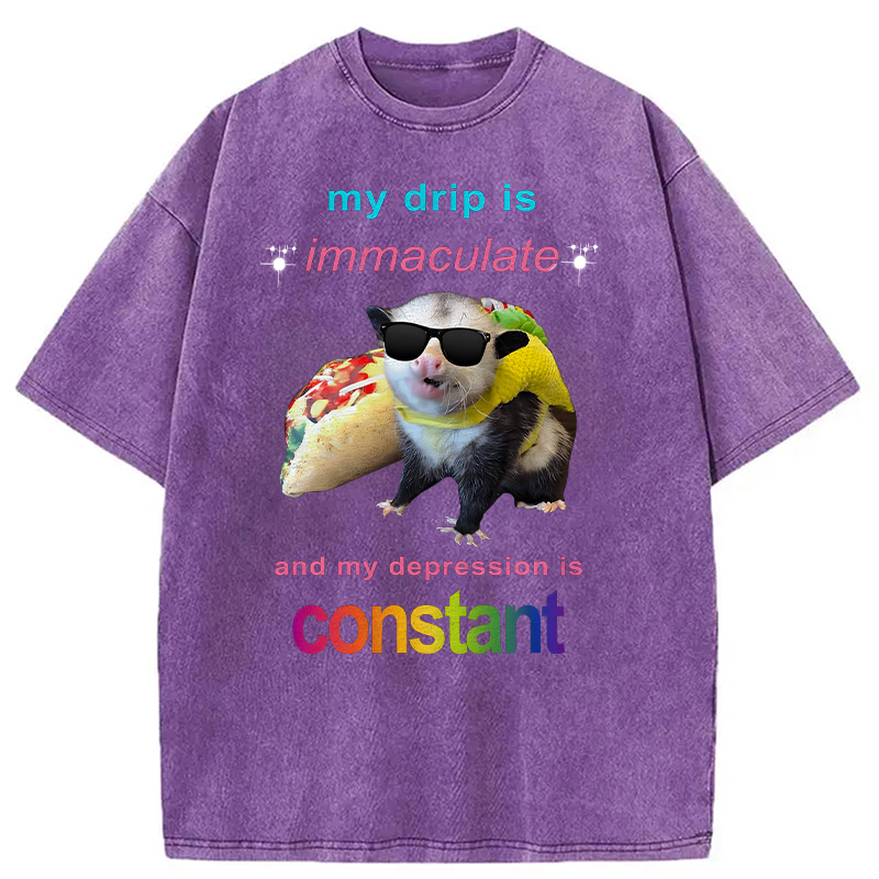 Modecanvas My Drip Is Immaculate DTG Printing Washed T-Shirt