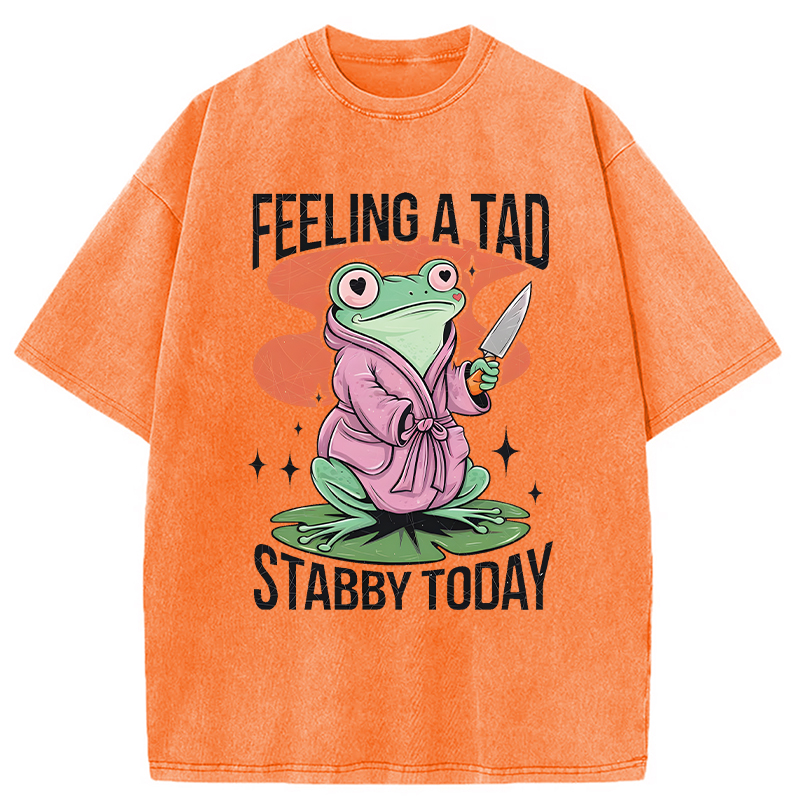 Modecanvas Stabby Frog Funny Meme DTG Printing Washed T-Shirt