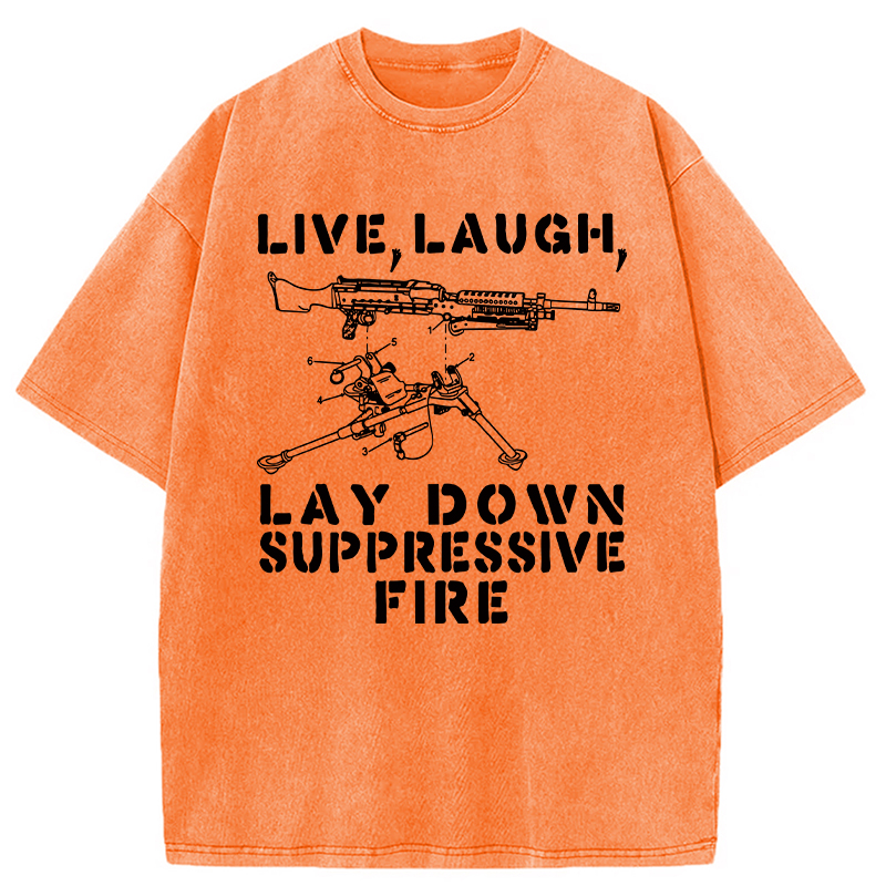 Modecanvas Suppression By Force Funny DTG Printing Washed T-Shirt