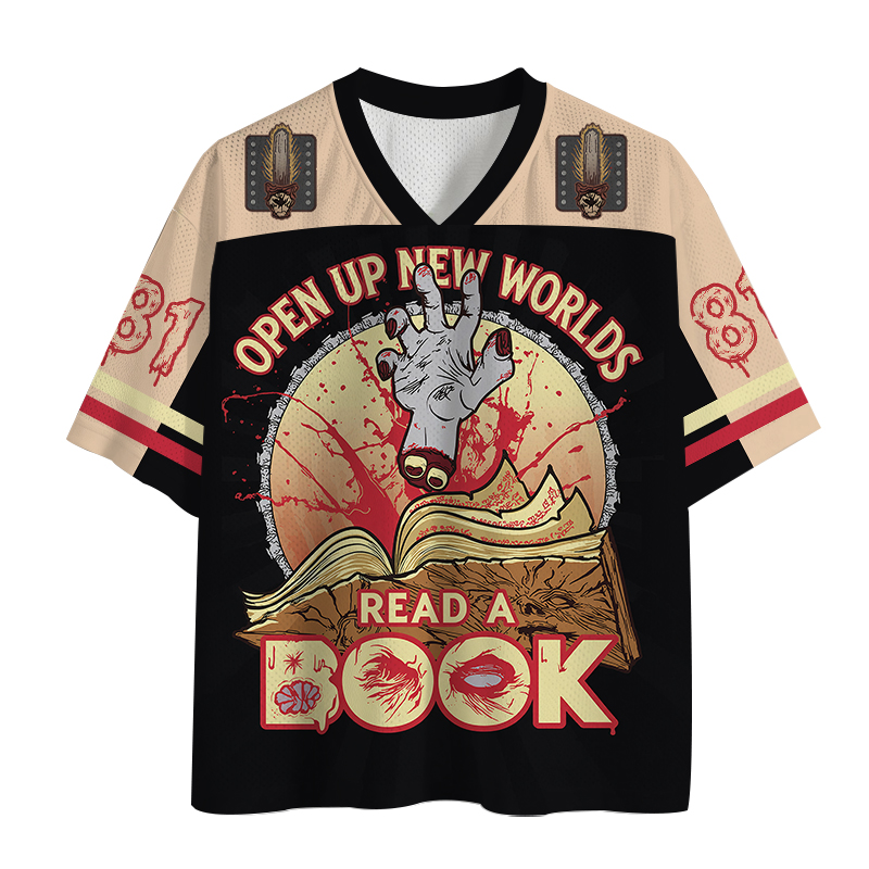 Modecanvas Open up New Worlds Read a Book Mesh Jersey-modecanvas