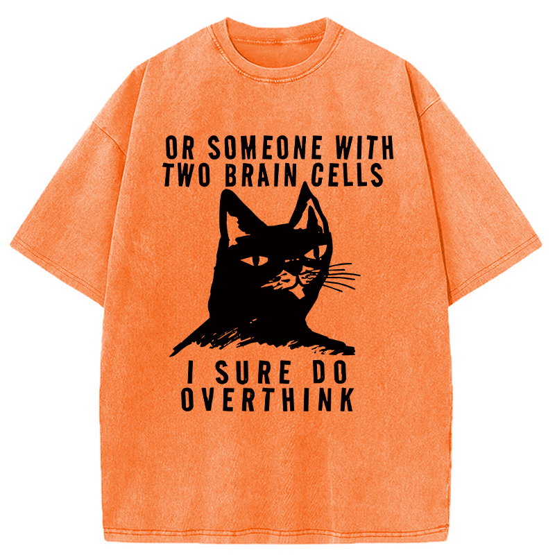 Modecanvas Overthinking Cat Funny DTG Printing Washed T-Shirt