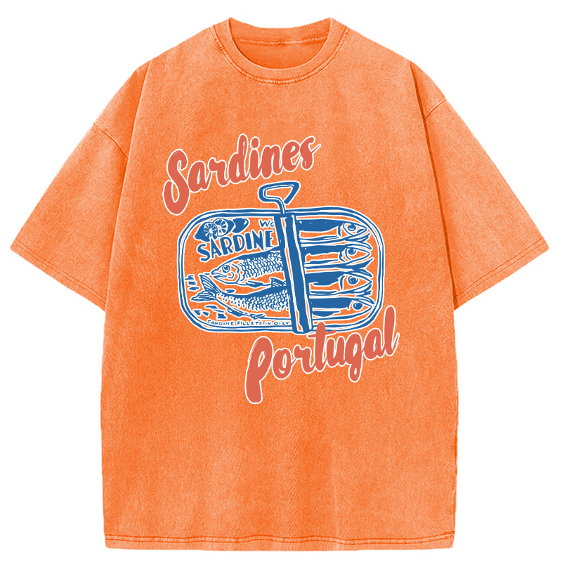 Modecanvas Tinned Fish DTG Printing Washed T-Shirt