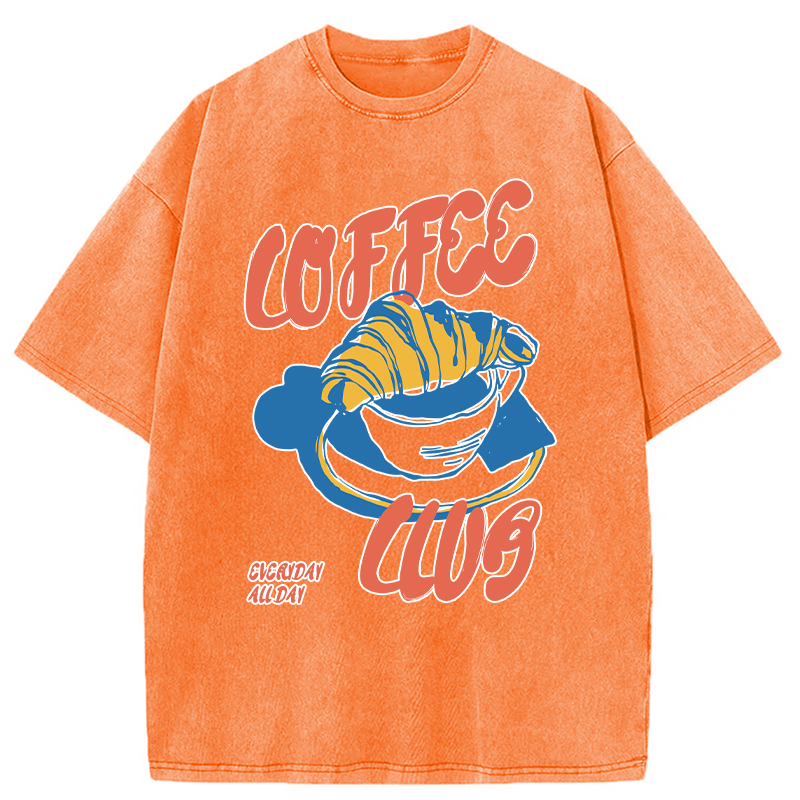 Modecanvas Retro Coffee Club DTG Printing Washed T-Shirt