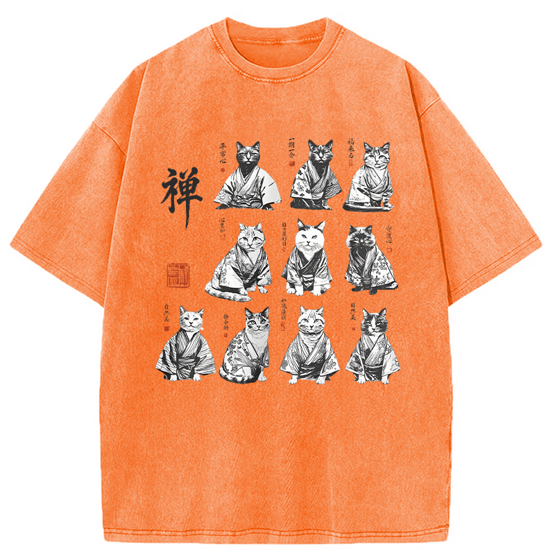Modecanvas Japanese Ink Cats DTG Printing Washed T-Shirt