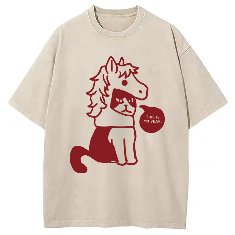 Modecanvas This Is My Year Horse Year DTG Printing Washed T-Shirt