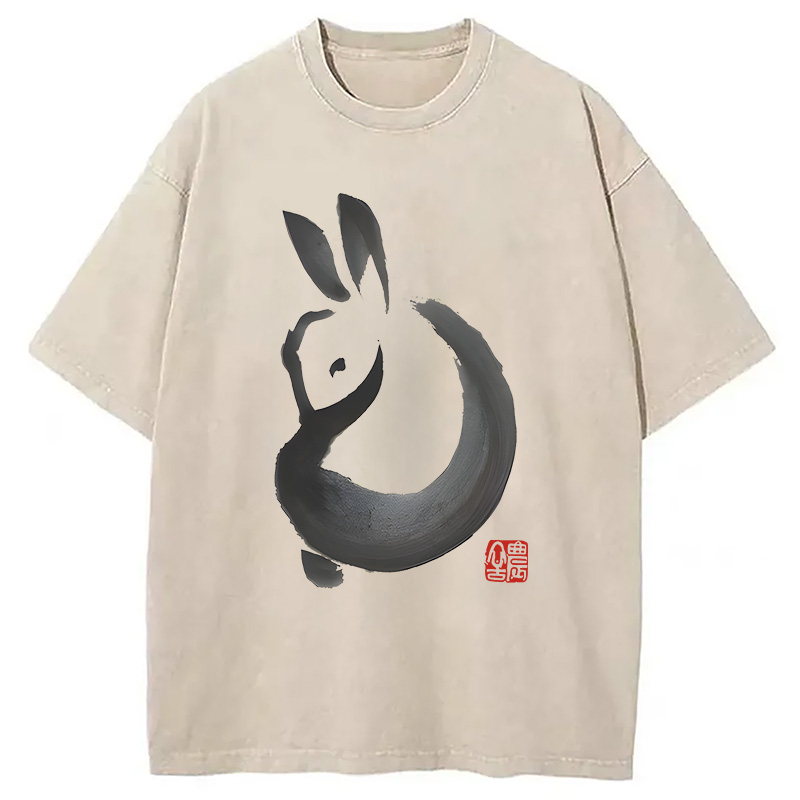 Modecanvas Ink Rabbit DTG Printing Washed T-Shirt