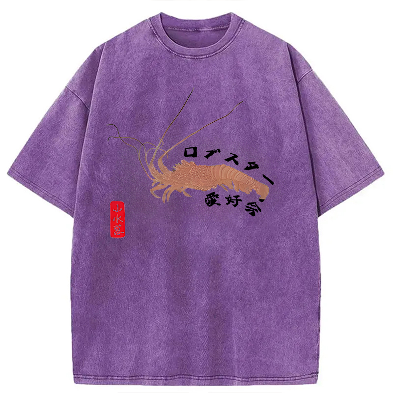 Modecanvas Lobster Lover Club DTG Printing Washed T-Shirt