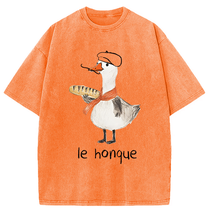 Modecanvas Funny French Goose DTG Printing Washed T-Shirt