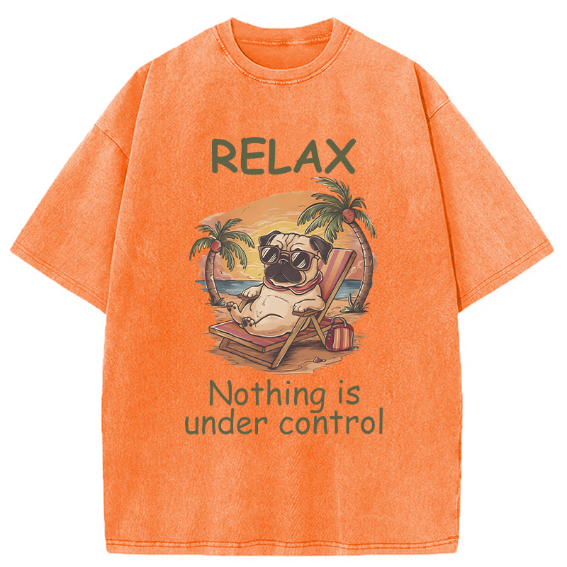 Modecanvas Nothing Is Under Control Pug DTG Printing Washed T-Shirt