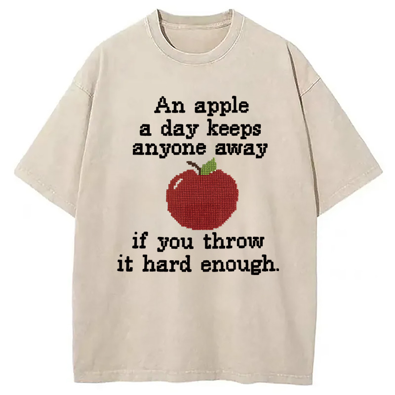Modecanvas An Apple A Day DTG Printing Washed T-Shirt