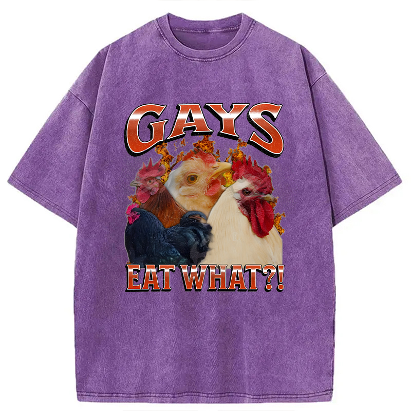Modecanvas Gays Eat What?! DTG Printing Washed T-Shirt