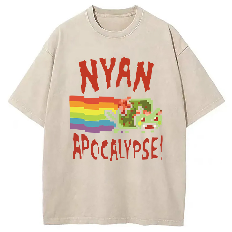 Modecanvas Nyan Apocalypse DTG Printing Washed T-Shirt