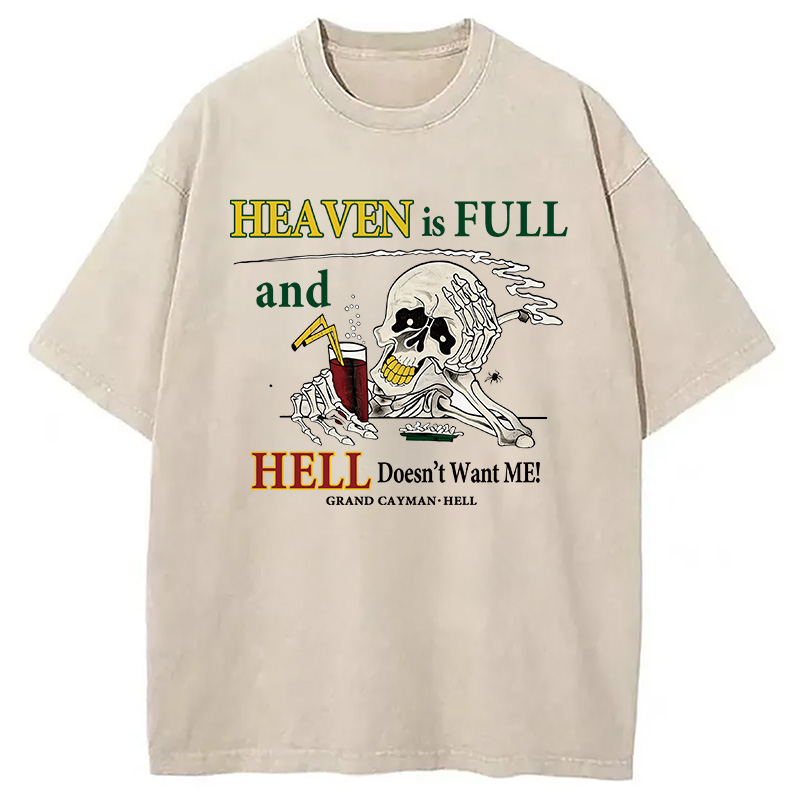 Modecanvas Heaven Is Full DTG Printing Washed T-Shirt
