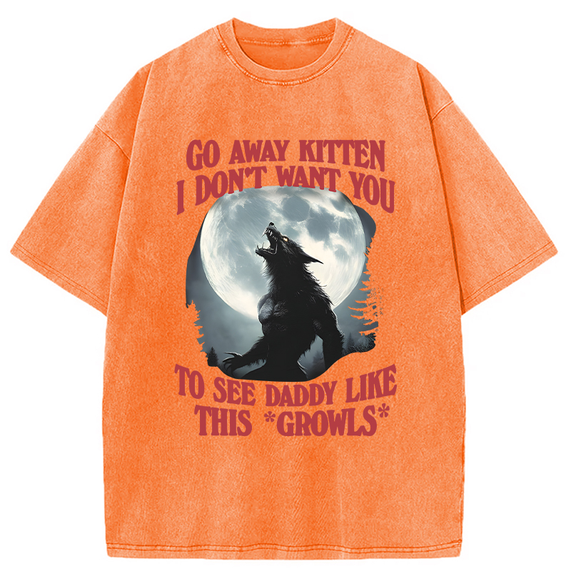 Modecanvas Go Away Kitten DTG Printing Washed T-Shirt