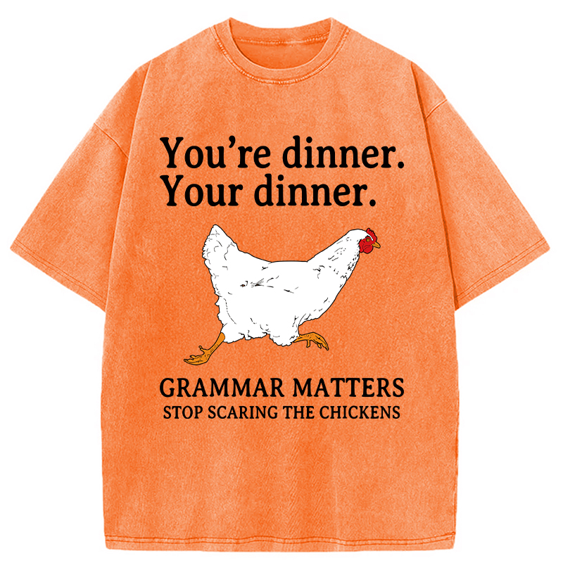 Modecanvas Stop Scaring The Chickens Meme DTG Printing Washed T-Shirt