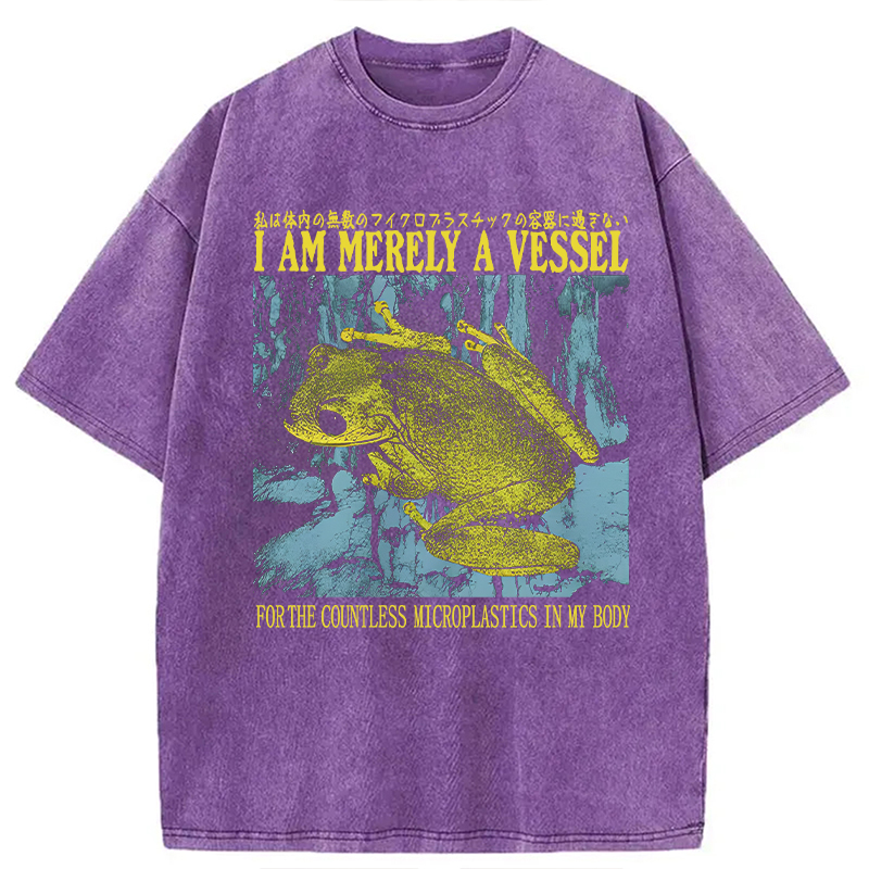 Modecanvas Funny Vintage Japanese Frog Washed T-Shirt-modecanvas