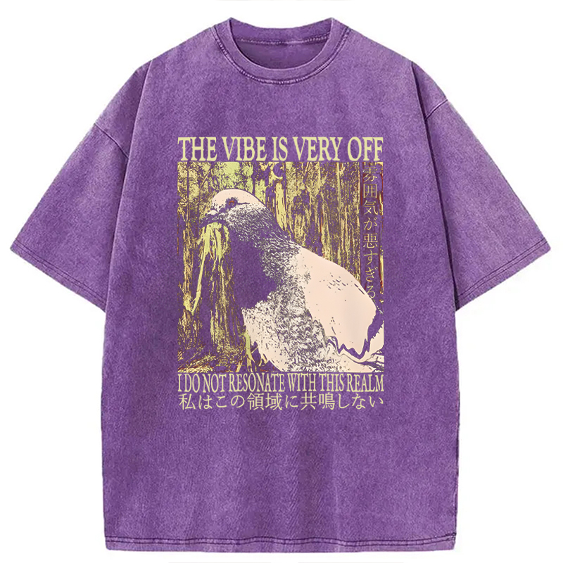 Modecanvas The Vibe is Very Off Washed T-Shirt-modecanvas