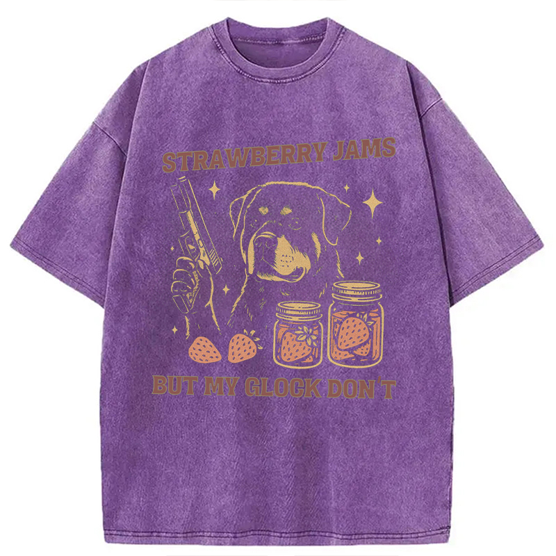 Modecanvas Strawberry Jams Dog Washed T-Shirt-modecanvas