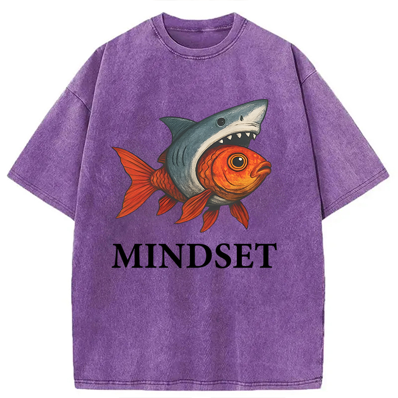 Modecanvas Goldfish Shark Mindset DTG Printing Washed T-Shirt